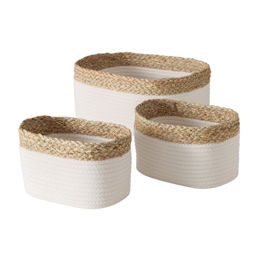 Badkamer Mandjes Wit Zeegras - Set 3