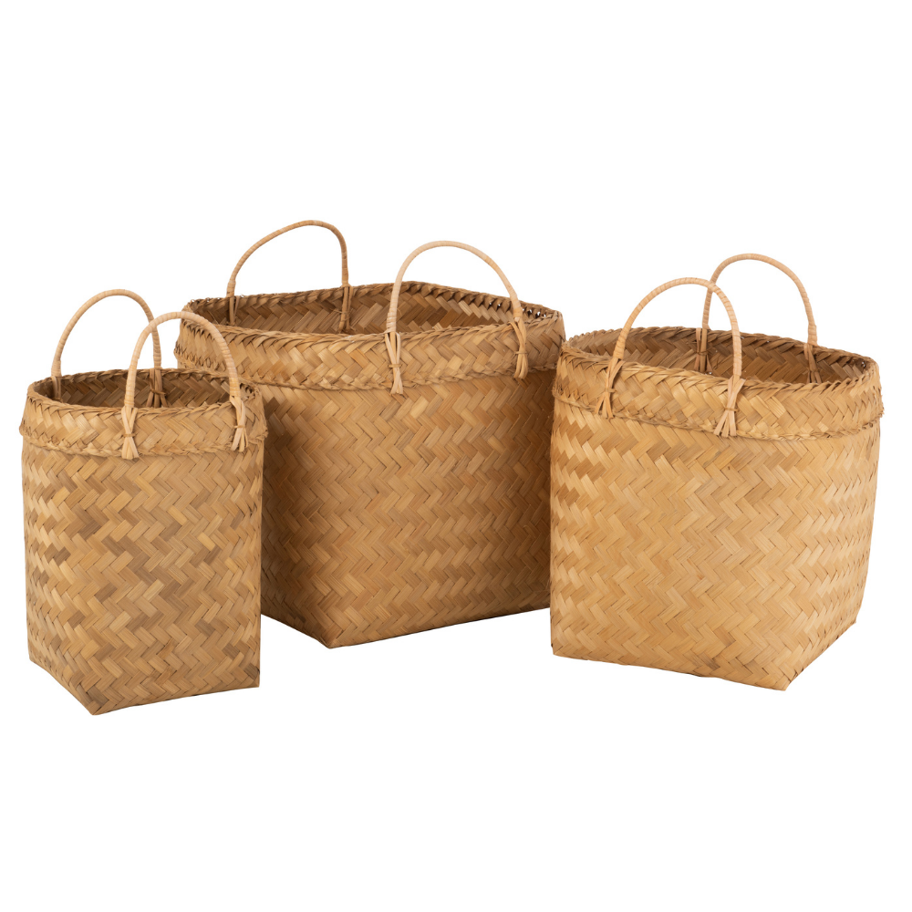 Bamboe Opbergmand Vierkant Set 3