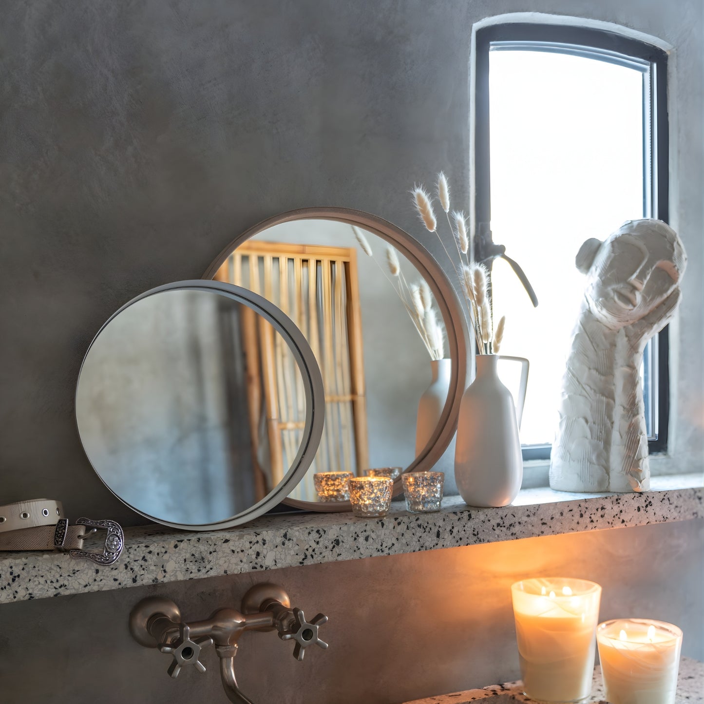 Beeld Hoofd Wit 31 cm Sfeerfoto