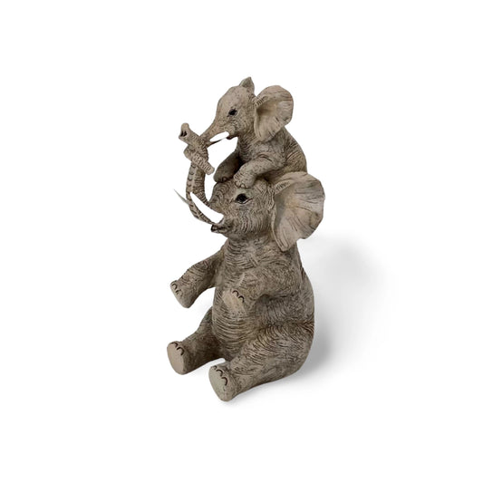 Beeld Olifant Met Kind Grijs