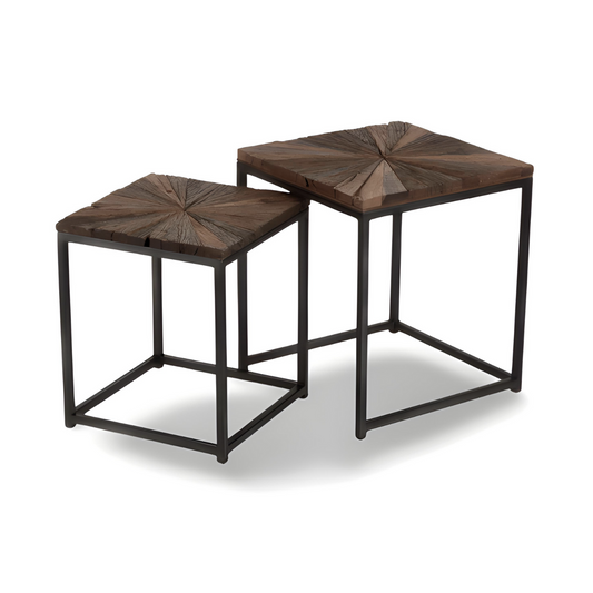 Bijzettafel Hout Metaal Vierkant