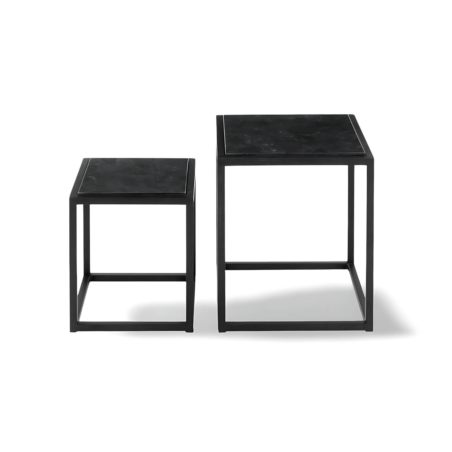 Bijzettafel Marmer Blad Zwart Zijkant