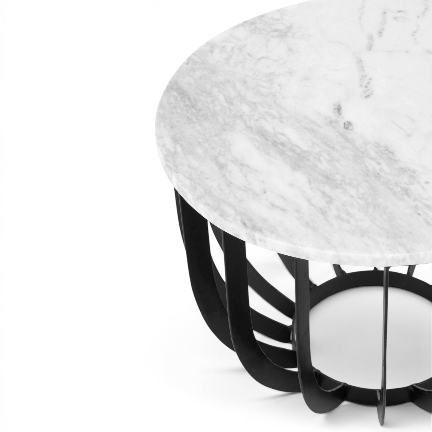Bijzettafel Marmer Rond Wit Ø 50 cm - Bovenaanzicht