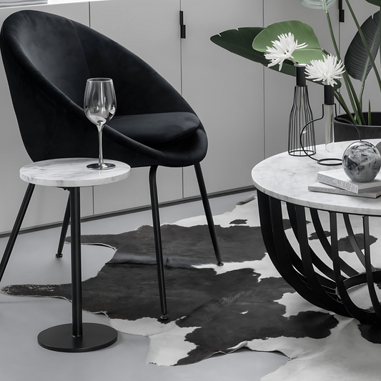 Bijzettafel Marmer Wit Rond Sfeerfoto