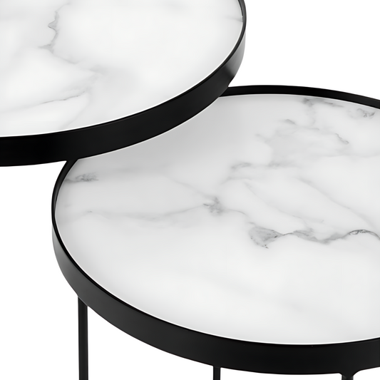 Bijzettafel Rond Marmer Zwart Tafelblad
