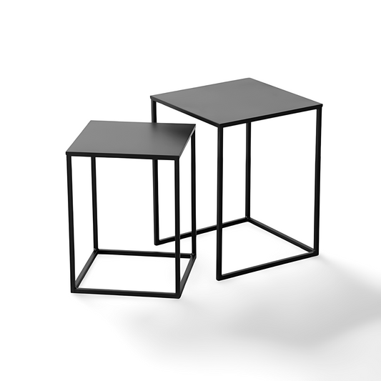 Bijzettafel Zwart Vierkant Metaal - Set 2