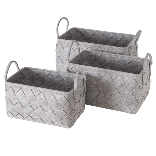 Design Opbergmand Vilt Grijs - Set 3