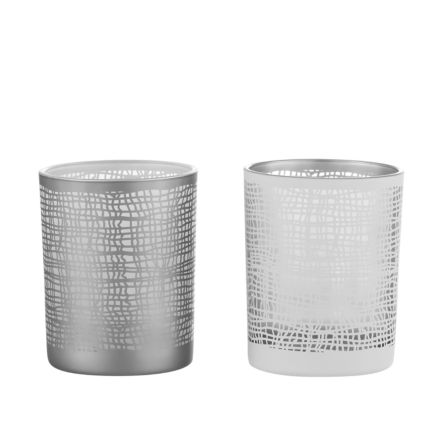 Grote Waxinelichthouder Glas Wit/Grijs - Set 2