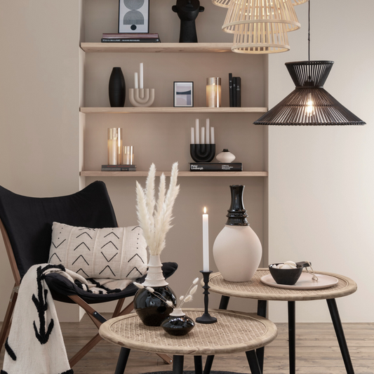 Hanglamp Rotan Zwart Sfeerfoto