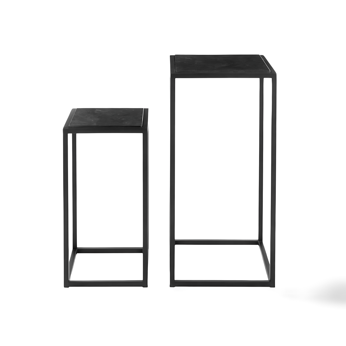 Hoge Bijzettafel Zwart Marmer Voorkant