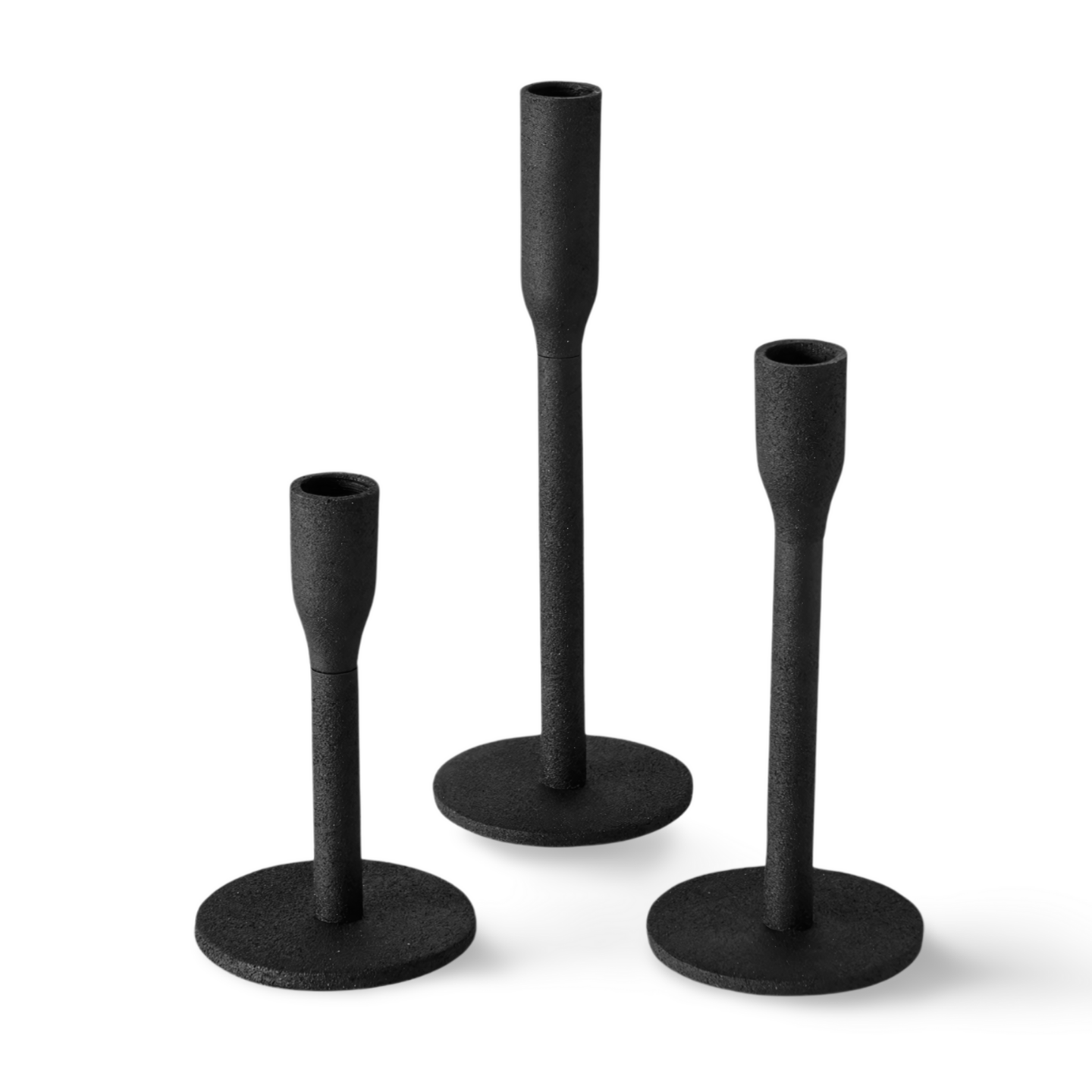 Kandelaar Modern Zwart Metaal - Set 3