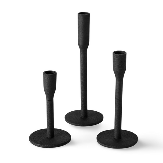 Kandelaar Modern Zwart Metaal - Set 3
