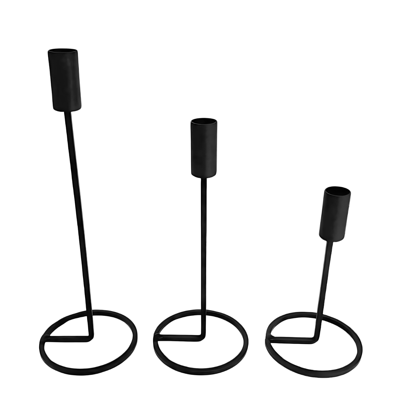 Kandelaar Zwart Metaal 32 cm - Set 3