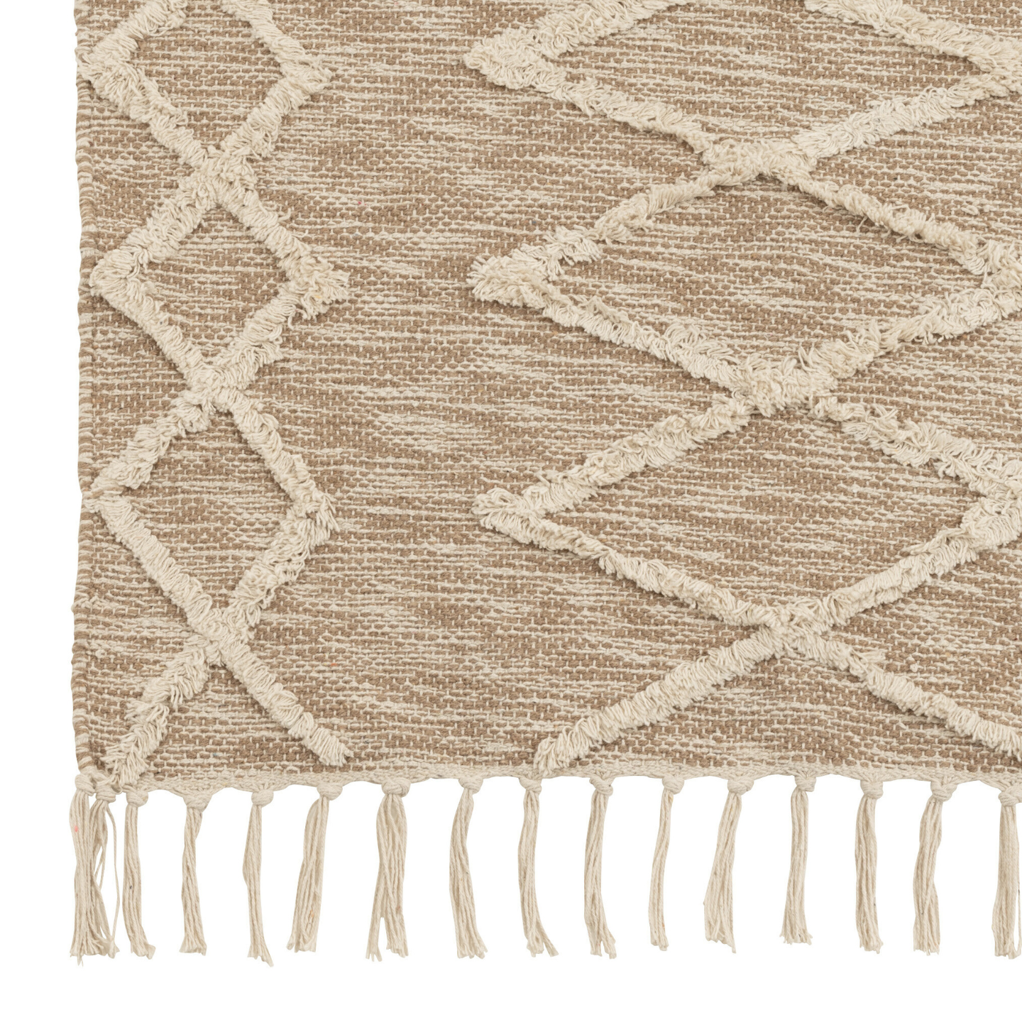 Klein Boho Vloerkleed Beige/Zandkleur Detail