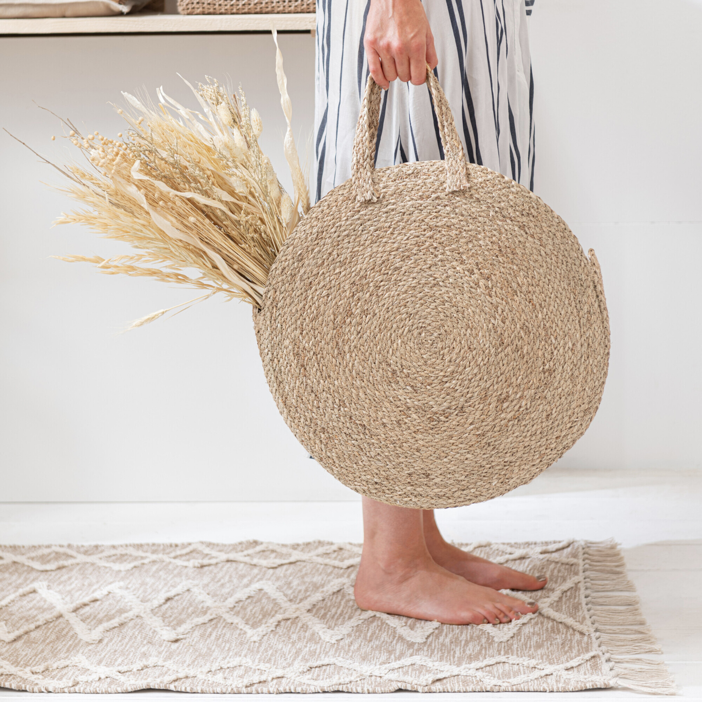 Klein Boho Vloerkleed Beige/Zandkleur Sfeerfoto