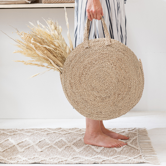 Klein Boho Vloerkleed Beige/Zandkleur Sfeerfoto