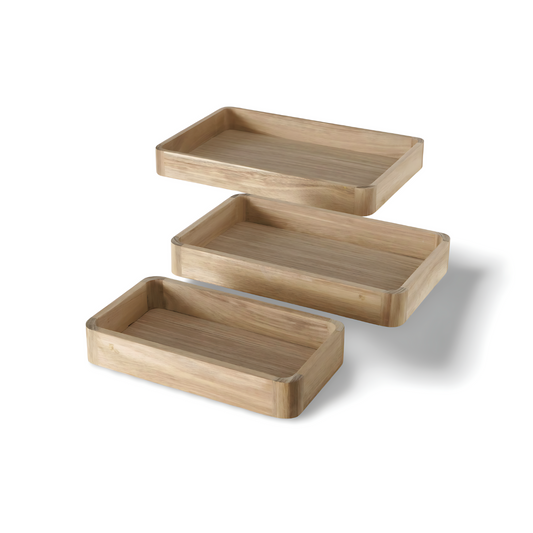 Klein Dienblad Hout Rechthoekig - Set 3