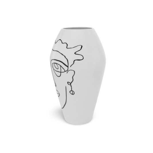 Kleine Decoratieve Vaas Wit Modern Zijkant