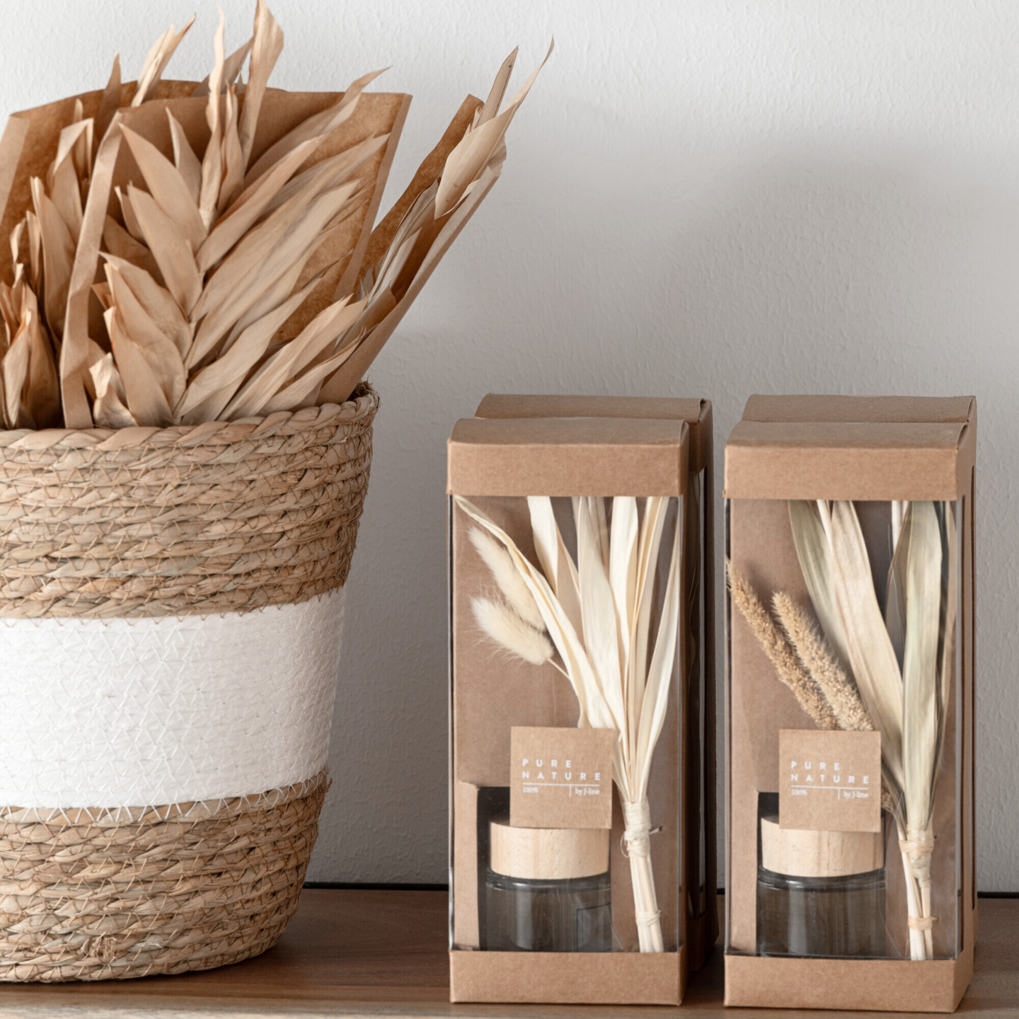 Kleine Ronde Opbergmand Zeegras/Riet Wit Sfeerfoto