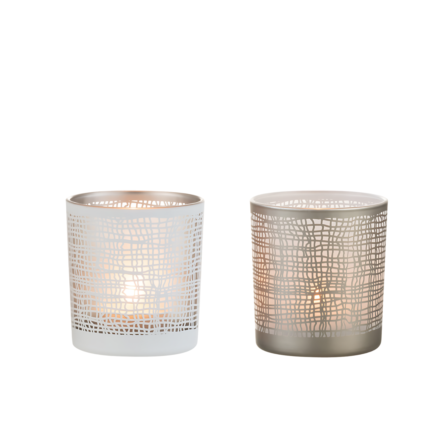 Kleine Waxinelichthouder Glas Wit/Grijs Sfeerfoto