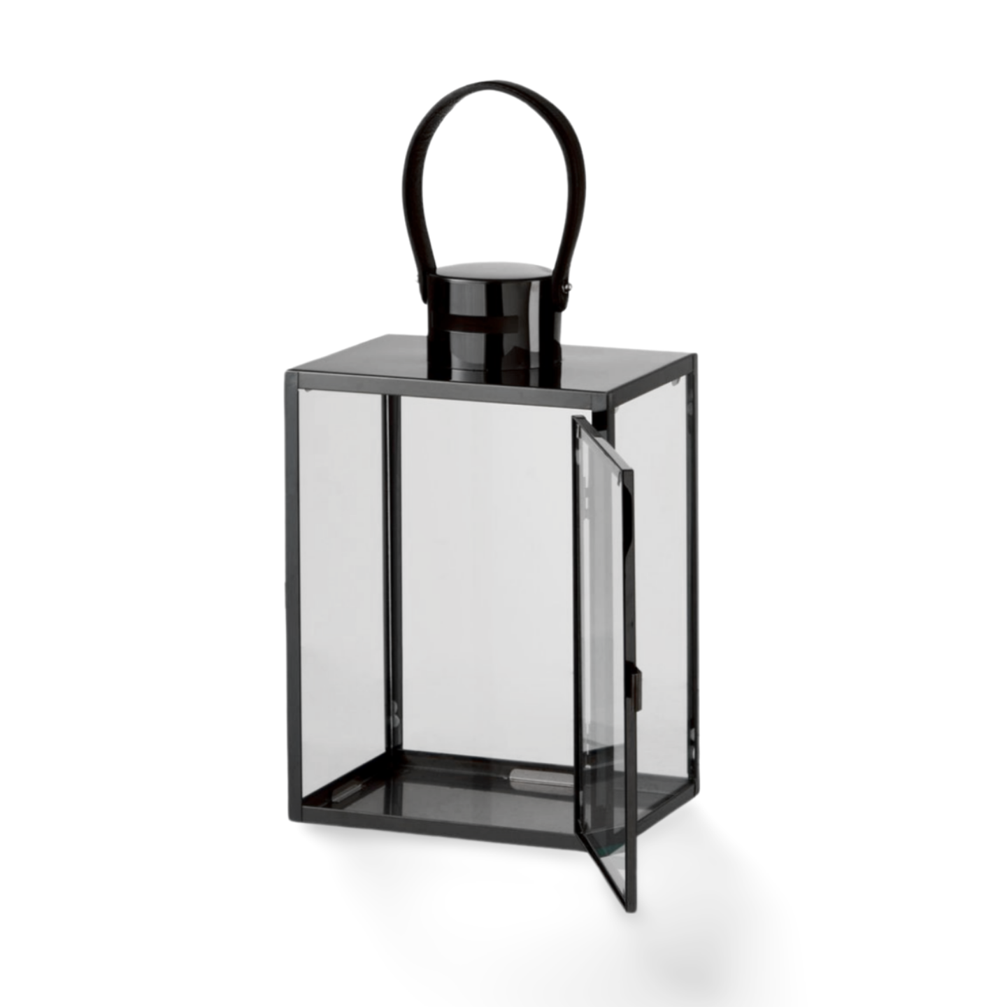Lantaarn Zwart Metaal Glas 44 cm In Situatie