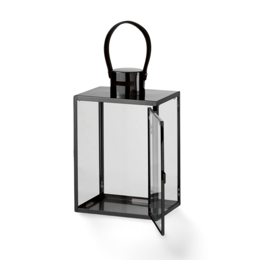 Lantaarn Zwart Metaal Glas 44 cm In Situatie