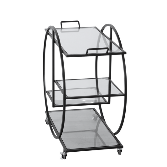 Luxe Bar Trolley Zwart Zijkant