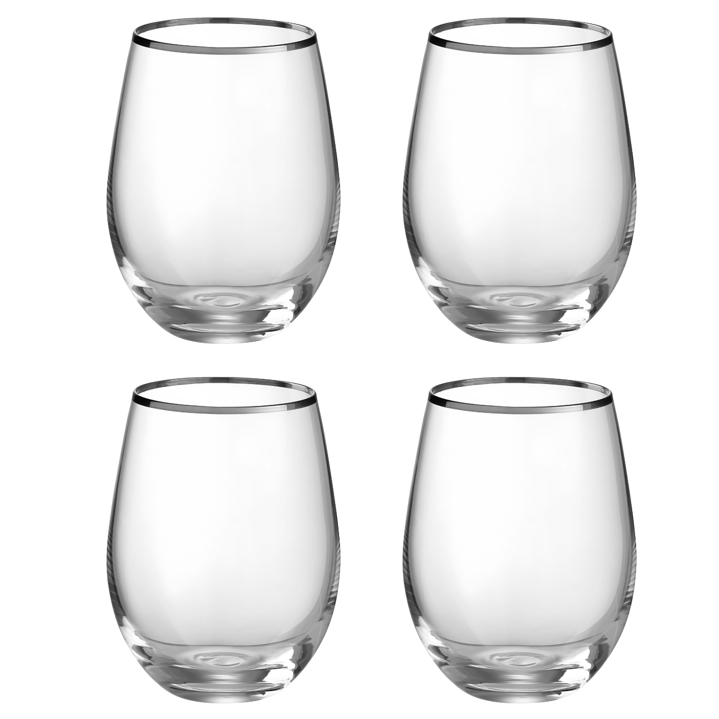Luxe Bol Drinkglas Zilver - Set 4