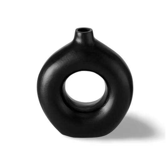 Luxe Donut Vaas Zwart Design 23 cm