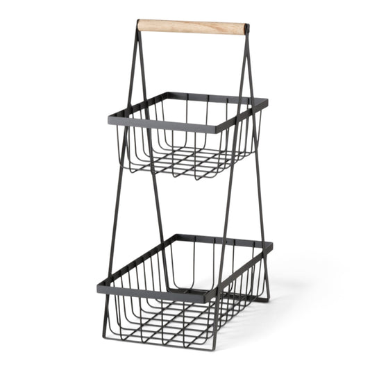 Luxe Fruitmand Etagere Zwart Zijaanzicht