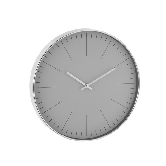 Luxe Wandklok Grijs Met Zilveren Rand Ø 40 cm