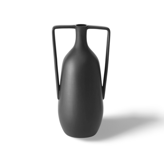 Mat Zwarte Vaas Modern 36 cm