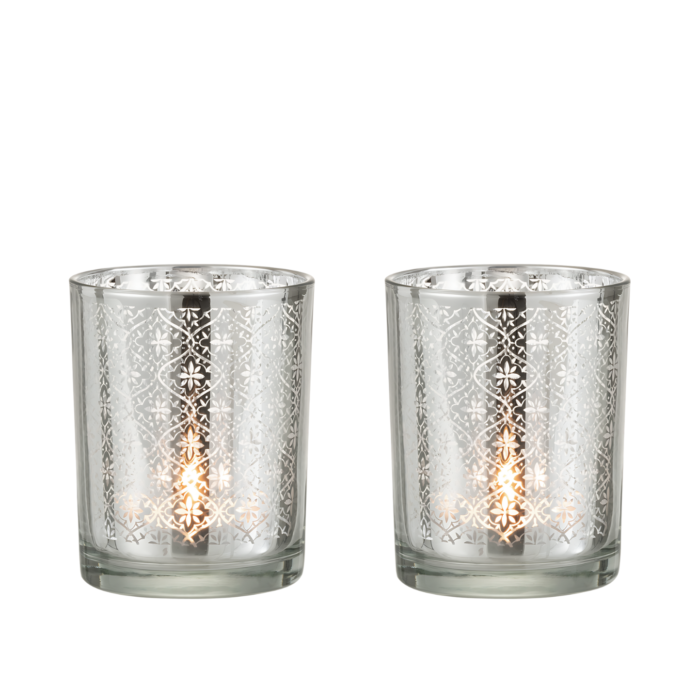 Oosterse Waxinelichthouder Groot Glas Zilver Sfeerfoto 2