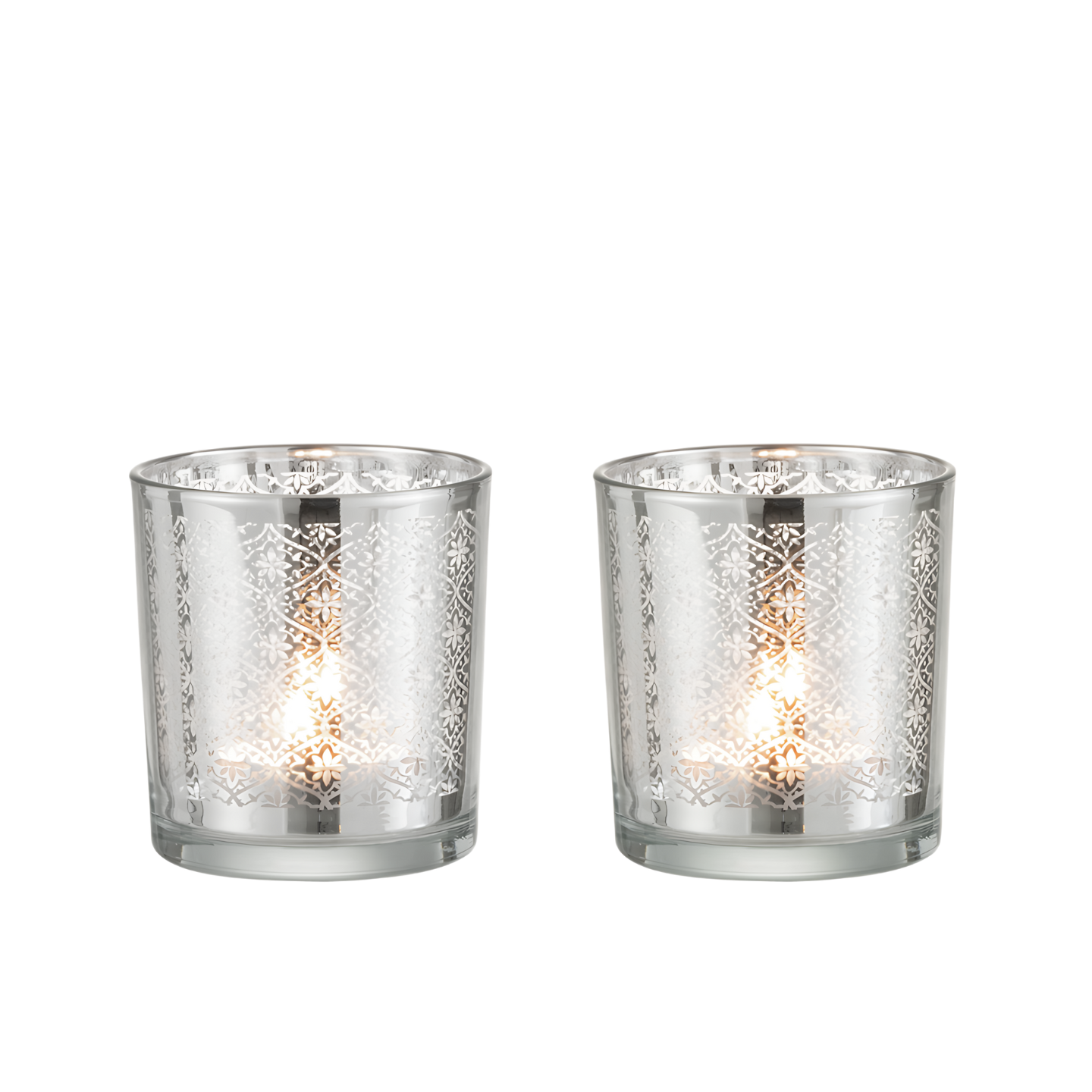 Oosterse Waxinelichthouder Klein Glas Zilver Sfeerfoto 2