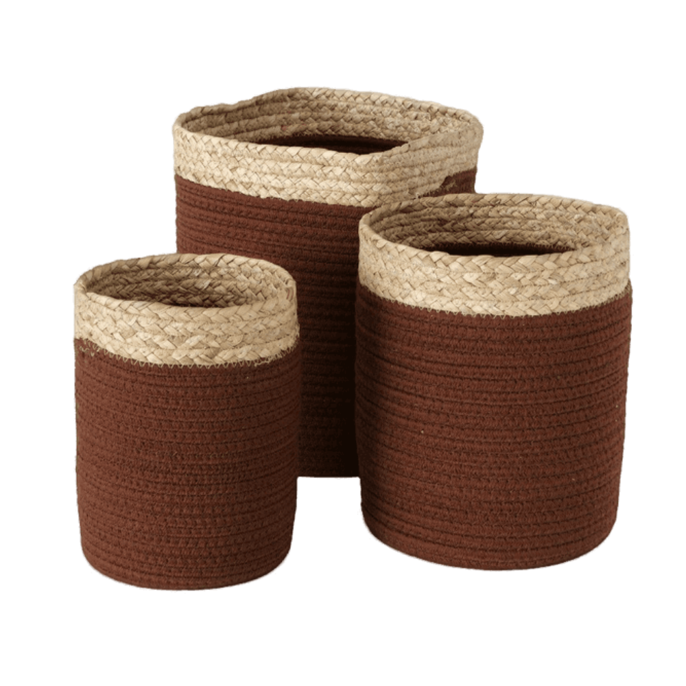 Opbergmand Katoen Met Zeegras - Set 3