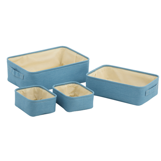 Opbergmand Kinderkamer Stof Blauw - Set 4