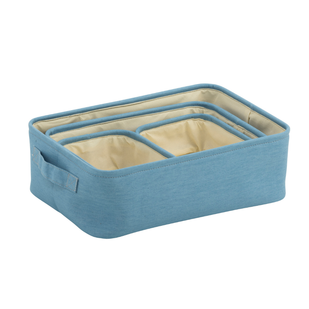Opbergmand Kinderkamer Stof Blauw In Elkaar