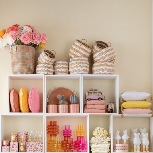 Opbergmand Zeegras Wit Rond Sfeerfoto