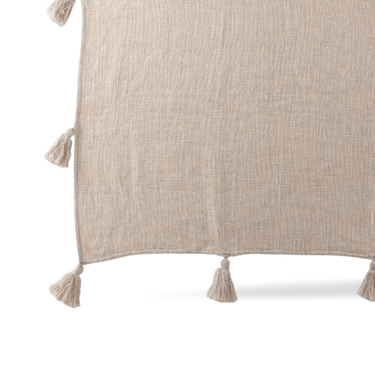 Plaid Beige Groot Met Pompons Detail