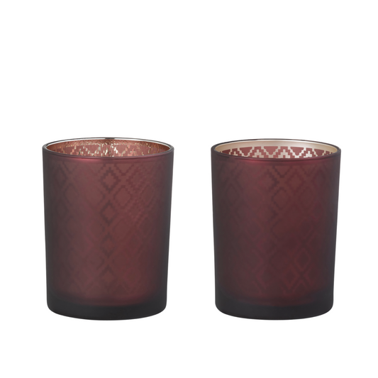 Rode Waxinelichthouder Groot Glas - Set 2