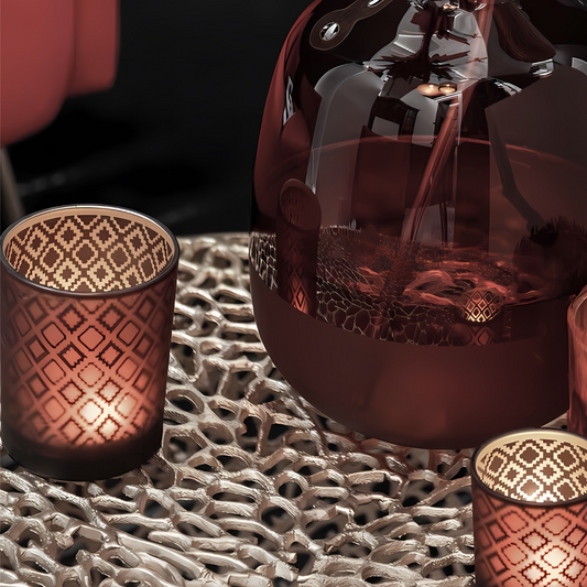 Rode Waxinelichthouder Groot Glas Sfeerfoto