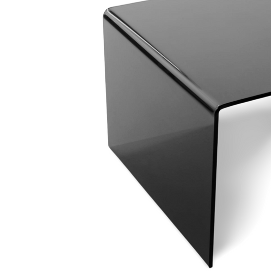 Salontafel Design Glas Vierkant Zwart Detail