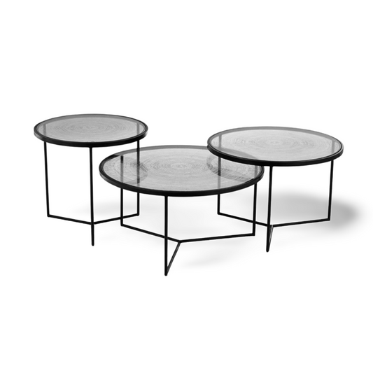 Salontafel Rond Zwart Glas - Set 3