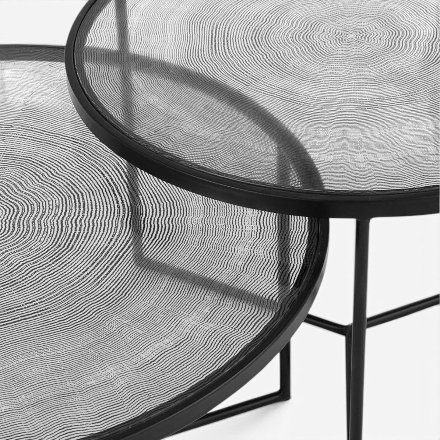 Salontafel Rond Zwart Glas Detail