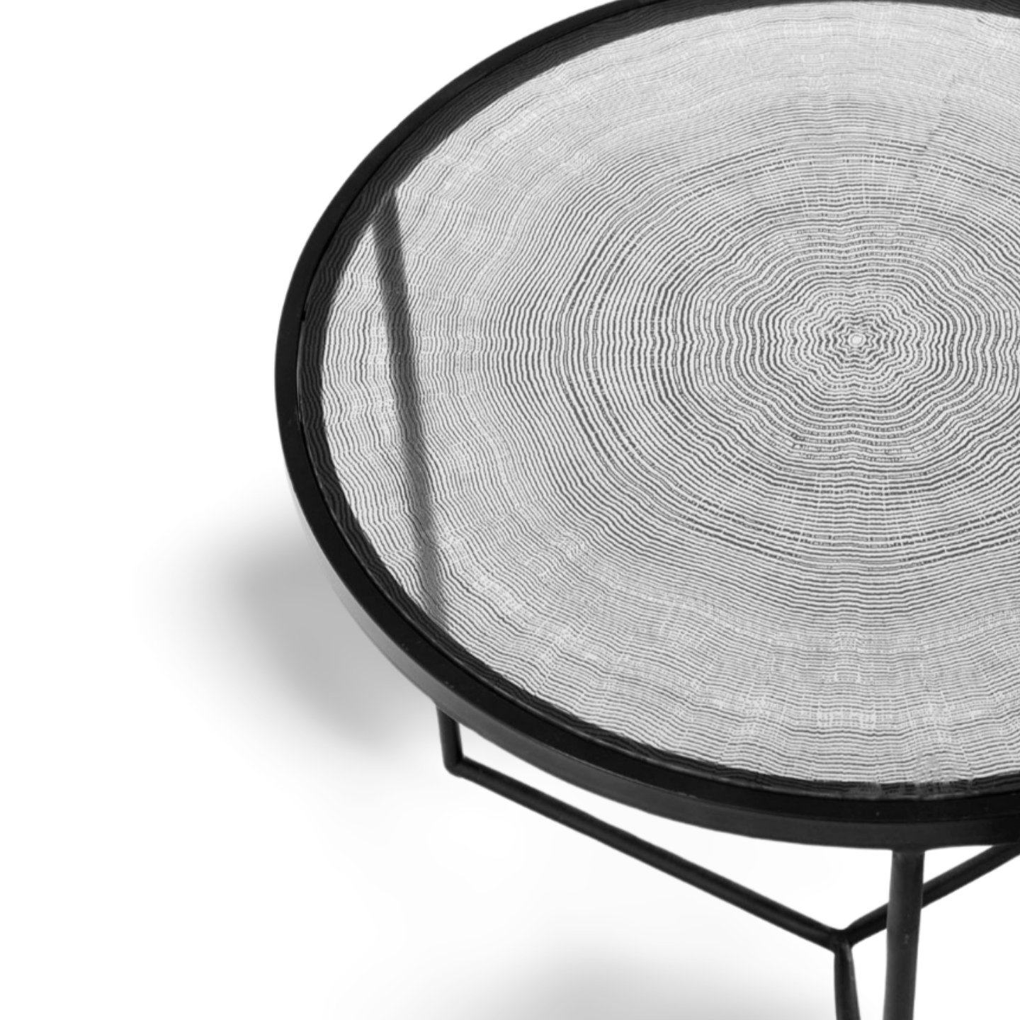 Salontafel Rond Zwart Glas Detail