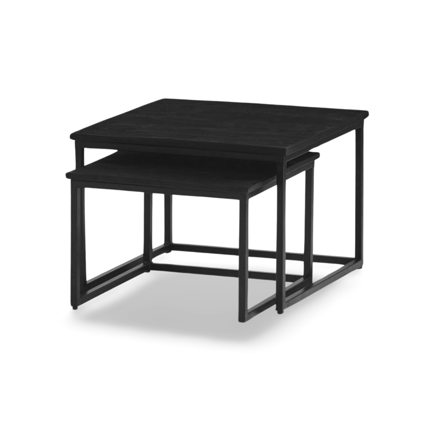 Salontafel Zwart Hout Vierkant - Set 2