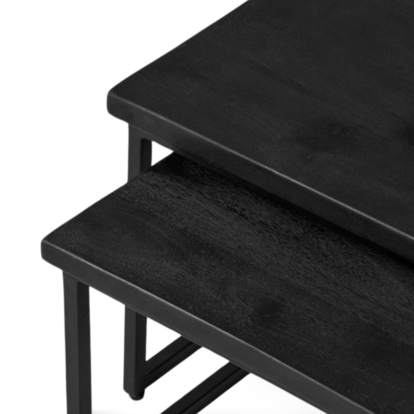 Salontafel Zwart Hout Vierkant Detail Blad