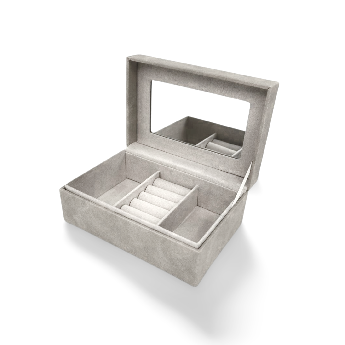 Sieradendoos Grijs Met Spiegel Binnenkant