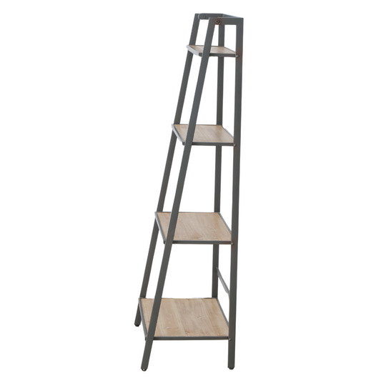 Smalle Open Kast Hout Industrieel Zijkant