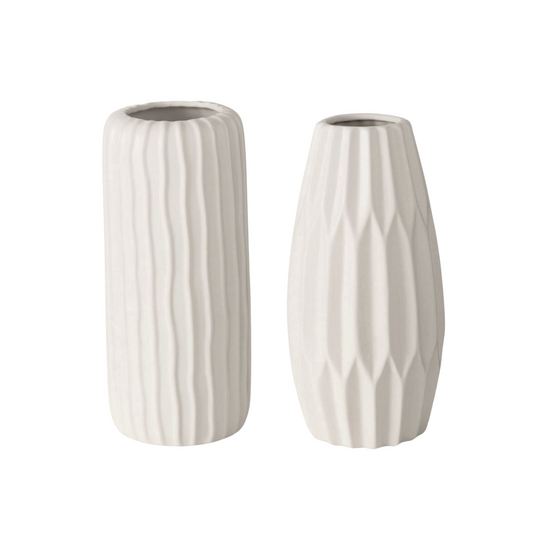 Vaas Modern Keramiek Wit 26 cm - Set 2